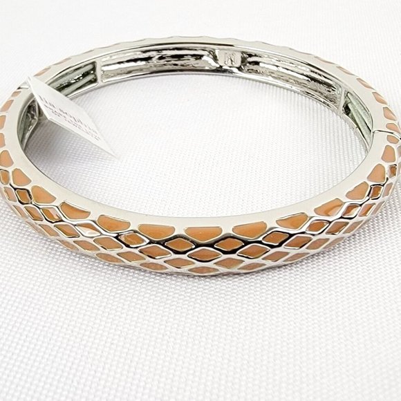 Lia Sophia Honey Lust Bracelet Burnt Orange Stretch Bangle 7" NWT Perfect M552 - Picture 3 of 6